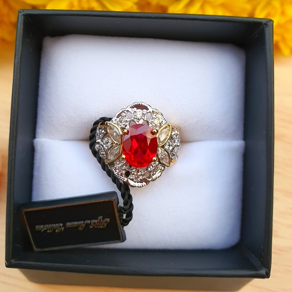 Jewelry - Swarovski Crystal Faux Garnet and Diamond Ring